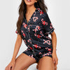 Nutcracker Pajamas Women Christmas Pajama Set Short Sleeve Tops+Elastic Waist Shorts Santa Claus Avatar Print Sleepwear Outfits - MAGUSTA BEAUTY