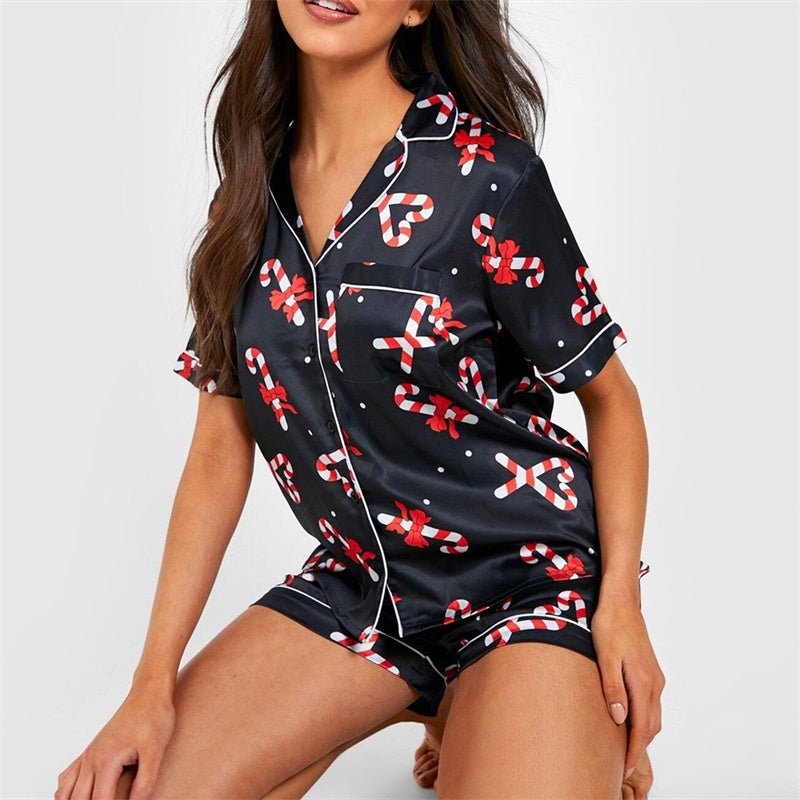 Nutcracker Pajamas Women Christmas Pajama Set Short Sleeve Tops+Elastic Waist Shorts Santa Claus Avatar Print Sleepwear Outfits - MAGUSTA BEAUTY