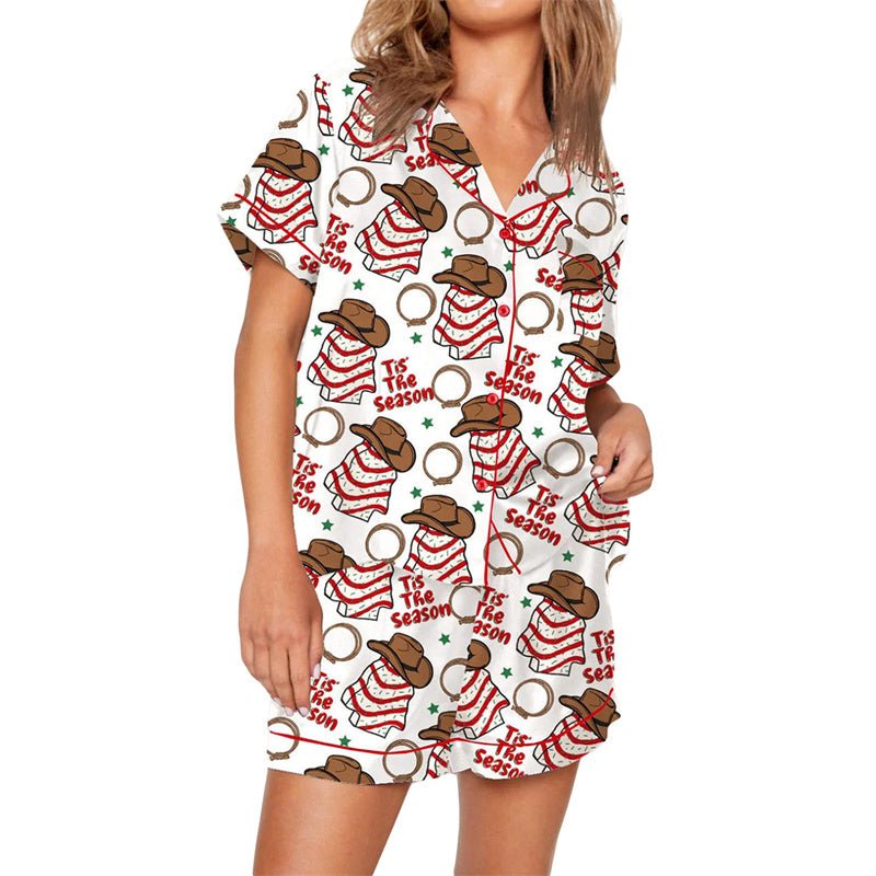 Nutcracker Pajamas Women Christmas Pajama Set Short Sleeve Tops+Elastic Waist Shorts Santa Claus Avatar Print Sleepwear Outfits - MAGUSTA BEAUTY