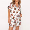 Nutcracker Pajamas Women Christmas Pajama Set Short Sleeve Tops+Elastic Waist Shorts Santa Claus Avatar Print Sleepwear Outfits - MAGUSTA BEAUTY