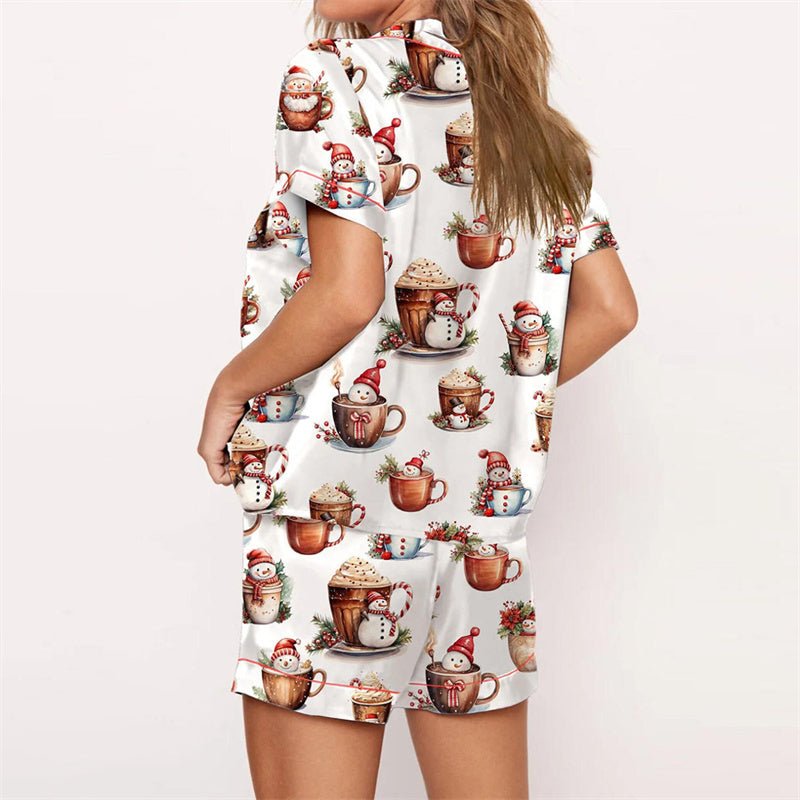 Nutcracker Pajamas Women Christmas Pajama Set Short Sleeve Tops+Elastic Waist Shorts Santa Claus Avatar Print Sleepwear Outfits - MAGUSTA BEAUTY