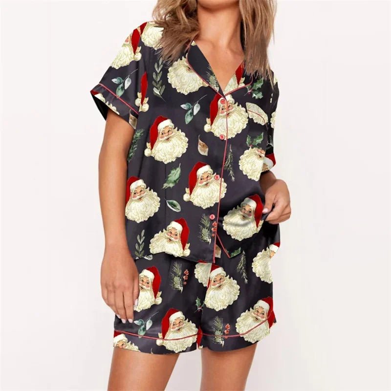 Nutcracker Pajamas Women Christmas Pajama Set Short Sleeve Tops+Elastic Waist Shorts Santa Claus Avatar Print Sleepwear Outfits - MAGUSTA BEAUTY