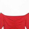 Off Shoulder Crop Top Women Summer Long Sleeve T Shirt V Neck tshirt Elegant Party Club Tee Shirt Femme Dames Streetwear - MAGUSTA BEAUTY