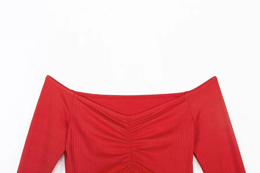 Off Shoulder Crop Top Women Summer Long Sleeve T Shirt V Neck tshirt Elegant Party Club Tee Shirt Femme Dames Streetwear - MAGUSTA BEAUTY