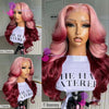 Ombre Pink Rosemary Colored Human Hair Body Wavy Glueless 13x4 Lace Front Wigs 613 Made Pre Plucked 180% Density Full Lace Wigs - MAGUSTA BEAUTY