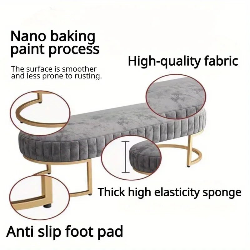 Ottomans Long Sofa Bench, Nordic Fabric Shoe Changing Bench, Home Doorway Corridor Fitting Room Chair - MAGUSTA BEAUTY