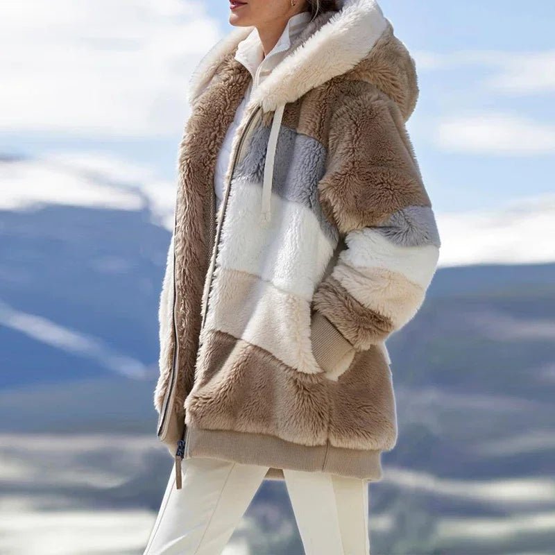 Oversized Jacket for Women Coat 2025 Autumn Winter Warm Plush Pocket Hooded Streetwear Loose Lady Zipper Cashmere Outerwear Coat - MAGUSTA BEAUTY