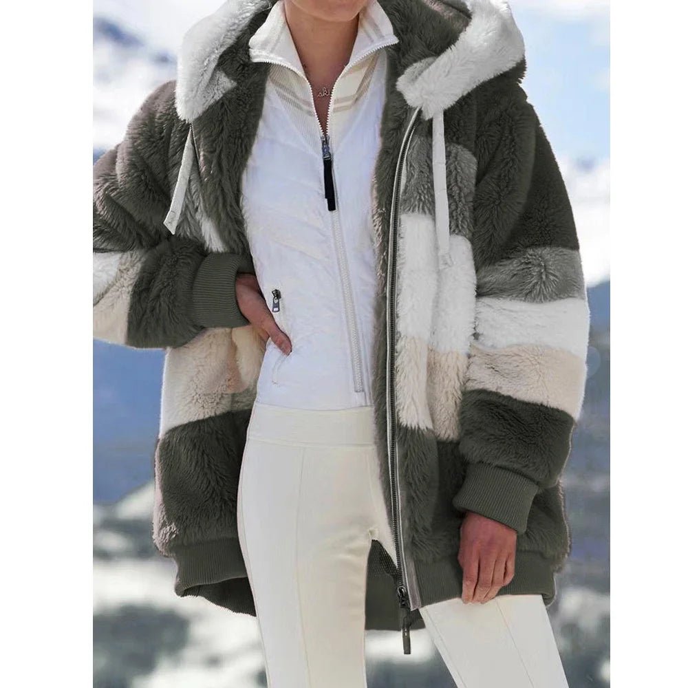 Oversized Jacket for Women Coat 2025 Autumn Winter Warm Plush Pocket Hooded Streetwear Loose Lady Zipper Cashmere Outerwear Coat - MAGUSTA BEAUTY