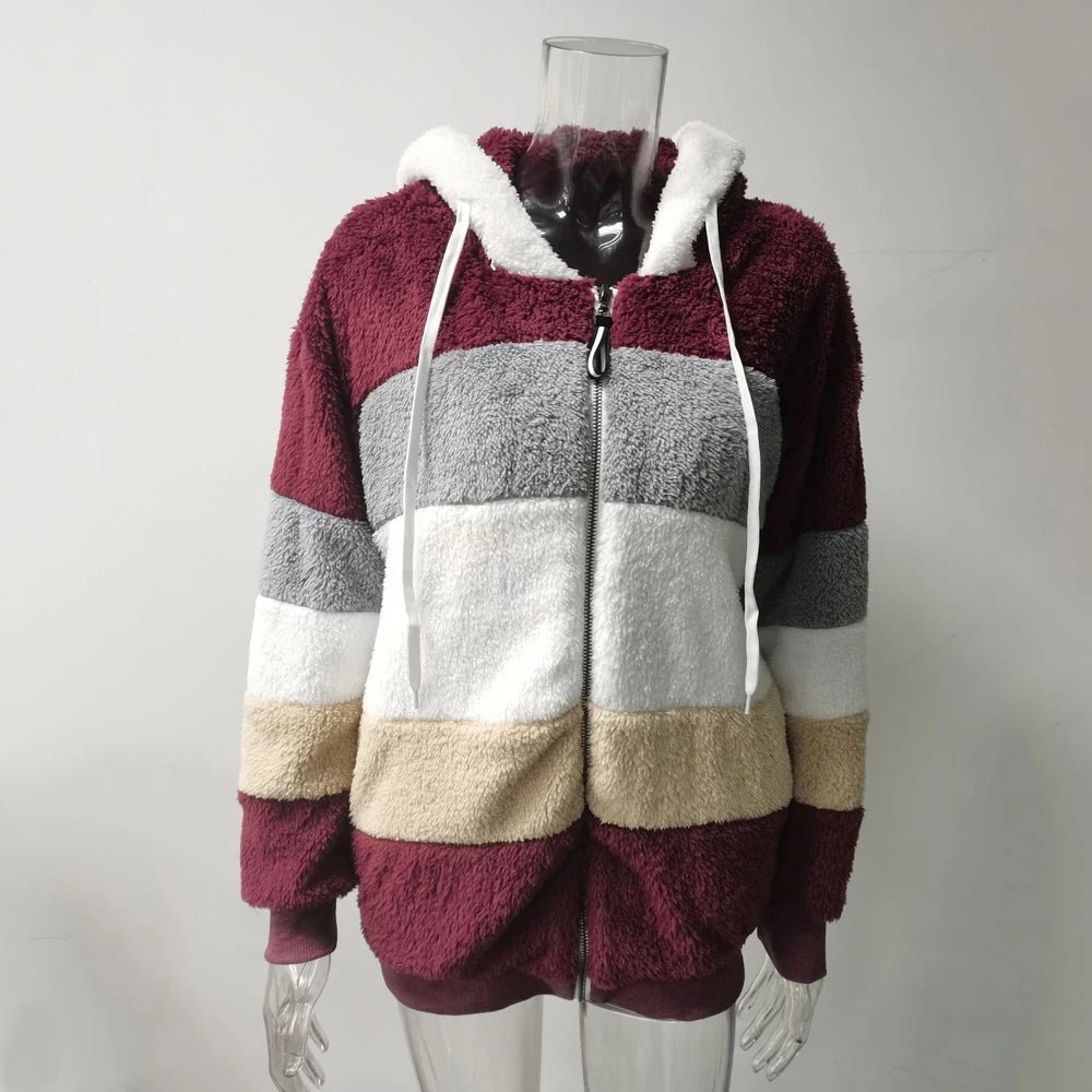 Oversized Jacket for Women Coat 2025 Autumn Winter Warm Plush Pocket Hooded Streetwear Loose Lady Zipper Cashmere Outerwear Coat - MAGUSTA BEAUTY