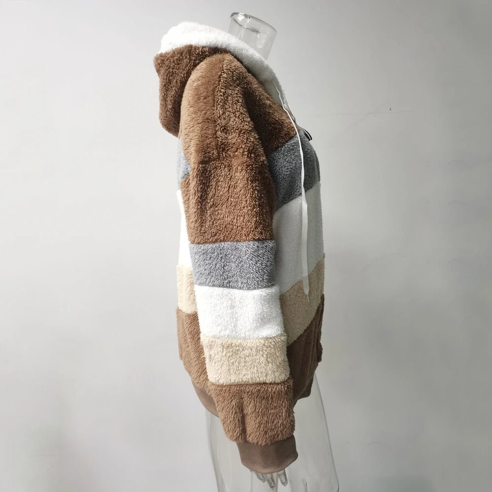 Oversized Jacket for Women Coat 2025 Autumn Winter Warm Plush Pocket Hooded Streetwear Loose Lady Zipper Cashmere Outerwear Coat - MAGUSTA BEAUTY