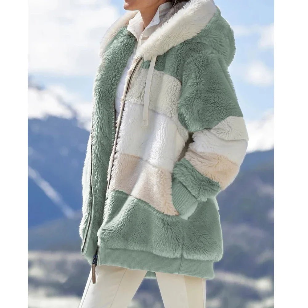 Oversized Jacket for Women Coat 2025 Autumn Winter Warm Plush Pocket Hooded Streetwear Loose Lady Zipper Cashmere Outerwear Coat - MAGUSTA BEAUTY