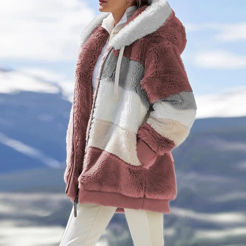 Oversized Jacket for Women Coat 2025 Autumn Winter Warm Plush Pocket Hooded Streetwear Loose Lady Zipper Cashmere Outerwear Coat - MAGUSTA BEAUTY