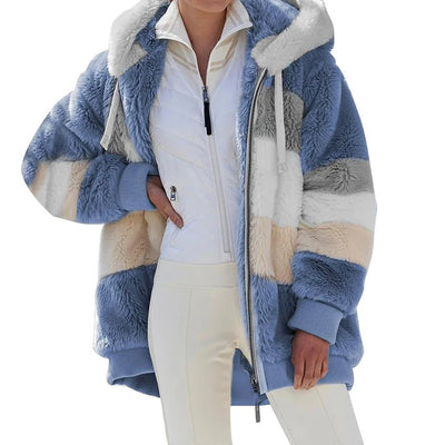 Oversized Jacket for Women Coat 2025 Autumn Winter Warm Plush Pocket Hooded Streetwear Loose Lady Zipper Cashmere Outerwear Coat - MAGUSTA BEAUTY
