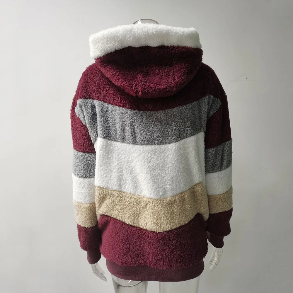 Oversized Jacket for Women Coat 2025 Autumn Winter Warm Plush Pocket Hooded Streetwear Loose Lady Zipper Cashmere Outerwear Coat - MAGUSTA BEAUTY