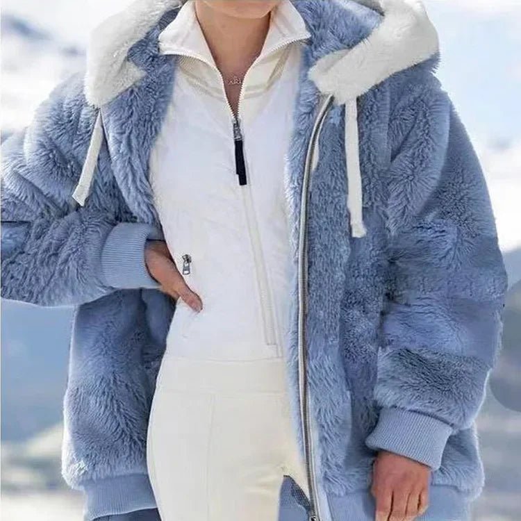 Oversized Jacket for Women Coat 2025 Autumn Winter Warm Plush Pocket Hooded Streetwear Loose Lady Zipper Cashmere Outerwear Coat - MAGUSTA BEAUTY