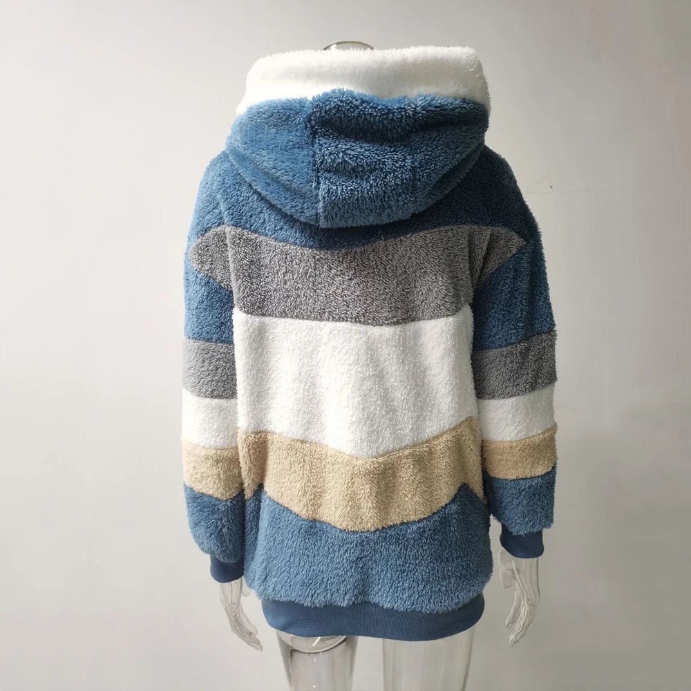 Oversized Jacket for Women Coat 2025 Autumn Winter Warm Plush Pocket Hooded Streetwear Loose Lady Zipper Cashmere Outerwear Coat - MAGUSTA BEAUTY