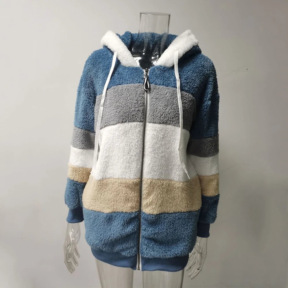 Oversized Jacket for Women Coat 2025 Autumn Winter Warm Plush Pocket Hooded Streetwear Loose Lady Zipper Cashmere Outerwear Coat - MAGUSTA BEAUTY