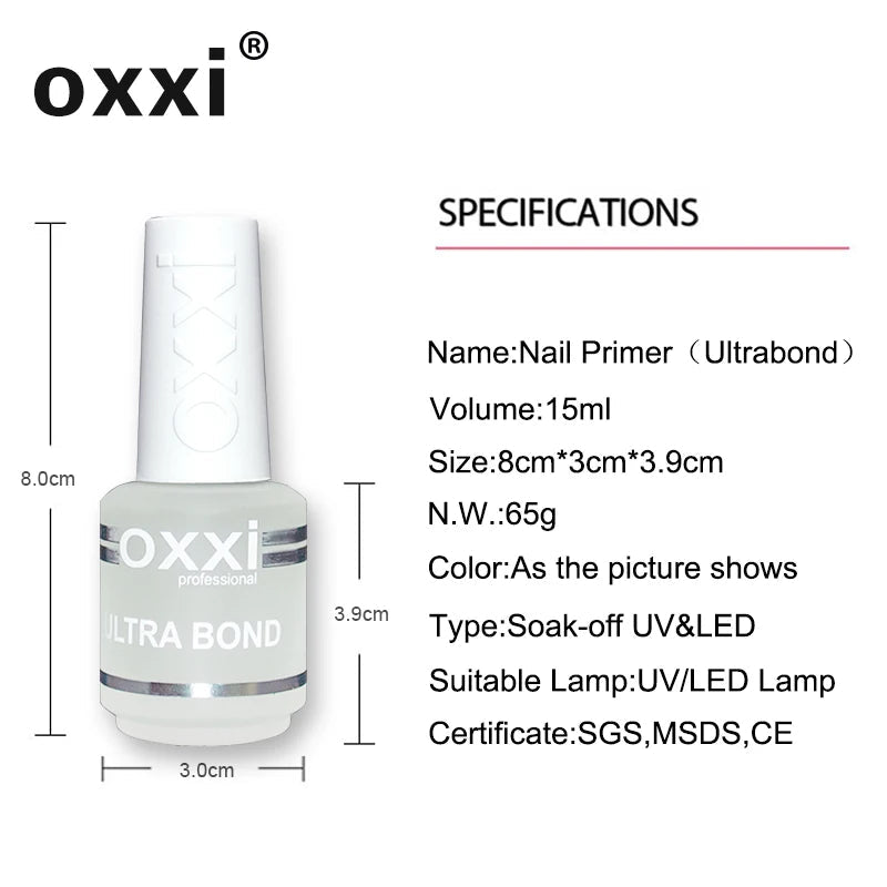 oxxi New 15ml Acid-free Primer For Nails Desiccant Hybrid Varnish Permanent Nail Polish Degreasing Base Coat Manicure Set of Gel - MAGUSTA BEAUTY