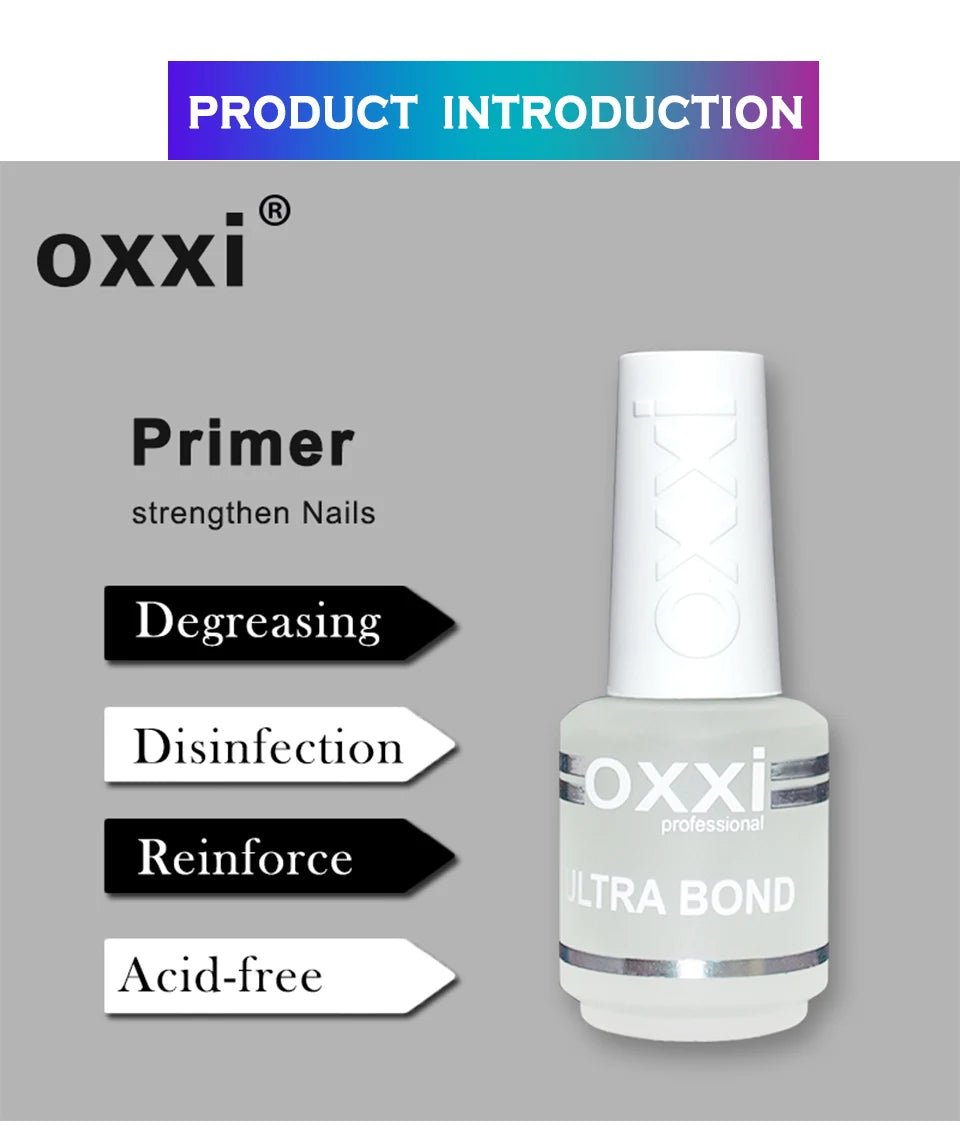oxxi New 15ml Acid-free Primer For Nails Desiccant Hybrid Varnish Permanent Nail Polish Degreasing Base Coat Manicure Set of Gel - MAGUSTA BEAUTY
