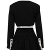 Oymimi Fashion Black Patchwork Two Piece Set For Women Casual Long Sleeve Button Pockets Crop Shirts + High Waist Mini Skirt Set - MAGUSTA BEAUTY