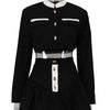 Oymimi Fashion Black Patchwork Two Piece Set For Women Casual Long Sleeve Button Pockets Crop Shirts + High Waist Mini Skirt Set - MAGUSTA BEAUTY