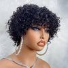 Pixie Cut Human Hair Wigs For Black Women Afro Rose Curly Funmi Glueless Wigs with Bangs Short Bouncy Curly Bob Wig With Bangs - MAGUSTA BEAUTY