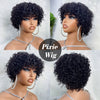 Pixie Cut Human Hair Wigs For Black Women Afro Rose Curly Funmi Glueless Wigs with Bangs Short Bouncy Curly Bob Wig With Bangs - MAGUSTA BEAUTY