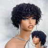 Pixie Cut Human Hair Wigs For Black Women Afro Rose Curly Funmi Glueless Wigs with Bangs Short Bouncy Curly Bob Wig With Bangs - MAGUSTA BEAUTY
