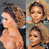 Pixie Cut Wigs Human HaiShort Curly Lace Front Human Hair Wigs For Women Brazilian Water Wave Bob Wig 13x1 Transparent Lace Wigs - MAGUSTA BEAUTY