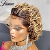 Pixie Cut Wigs Human HaiShort Curly Lace Front Human Hair Wigs For Women Brazilian Water Wave Bob Wig 13x1 Transparent Lace Wigs - MAGUSTA BEAUTY