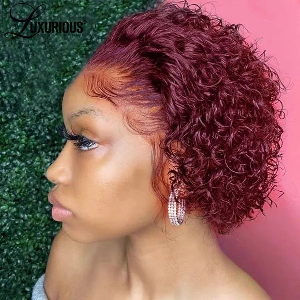 Pixie Cut Wigs Human HaiShort Curly Lace Front Human Hair Wigs For Women Brazilian Water Wave Bob Wig 13x1 Transparent Lace Wigs - MAGUSTA BEAUTY