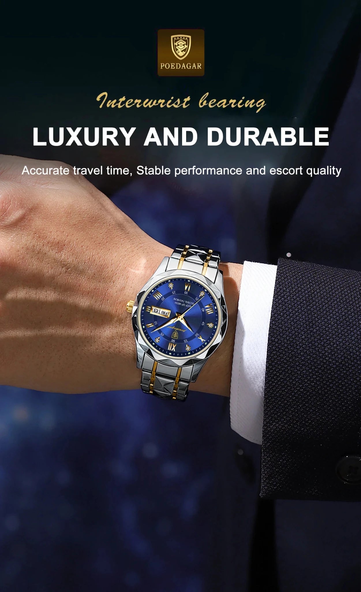 POEDAGAR Top Brand Luxury Man Wristwatch Waterproof Luminous Date Week Men Watches Stainless Steel Quartz Men's Watch Male reloj - MAGUSTA BEAUTY