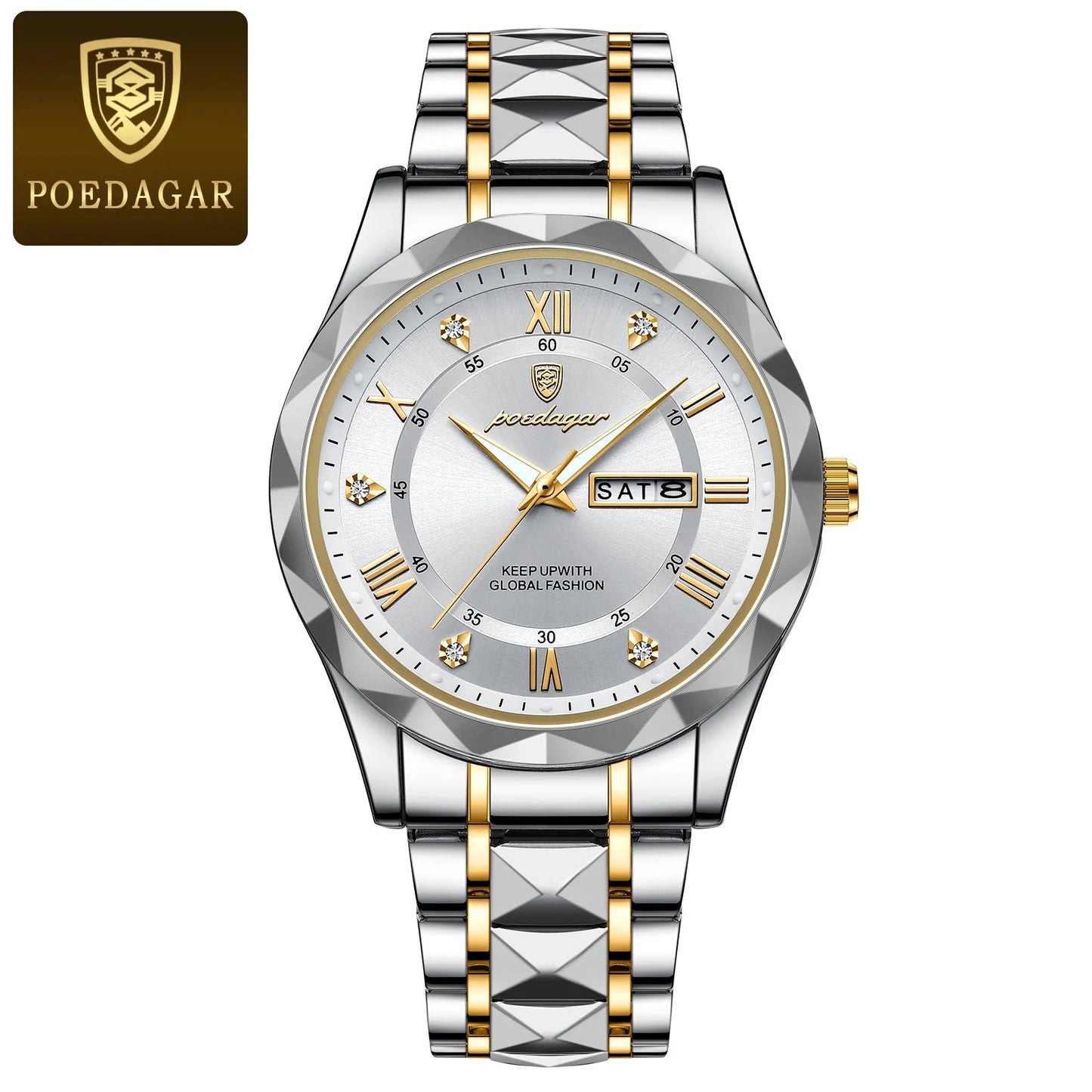POEDAGAR Top Brand Luxury Man Wristwatch Waterproof Luminous Date Week Men Watches Stainless Steel Quartz Men's Watch Male reloj - MAGUSTA BEAUTY