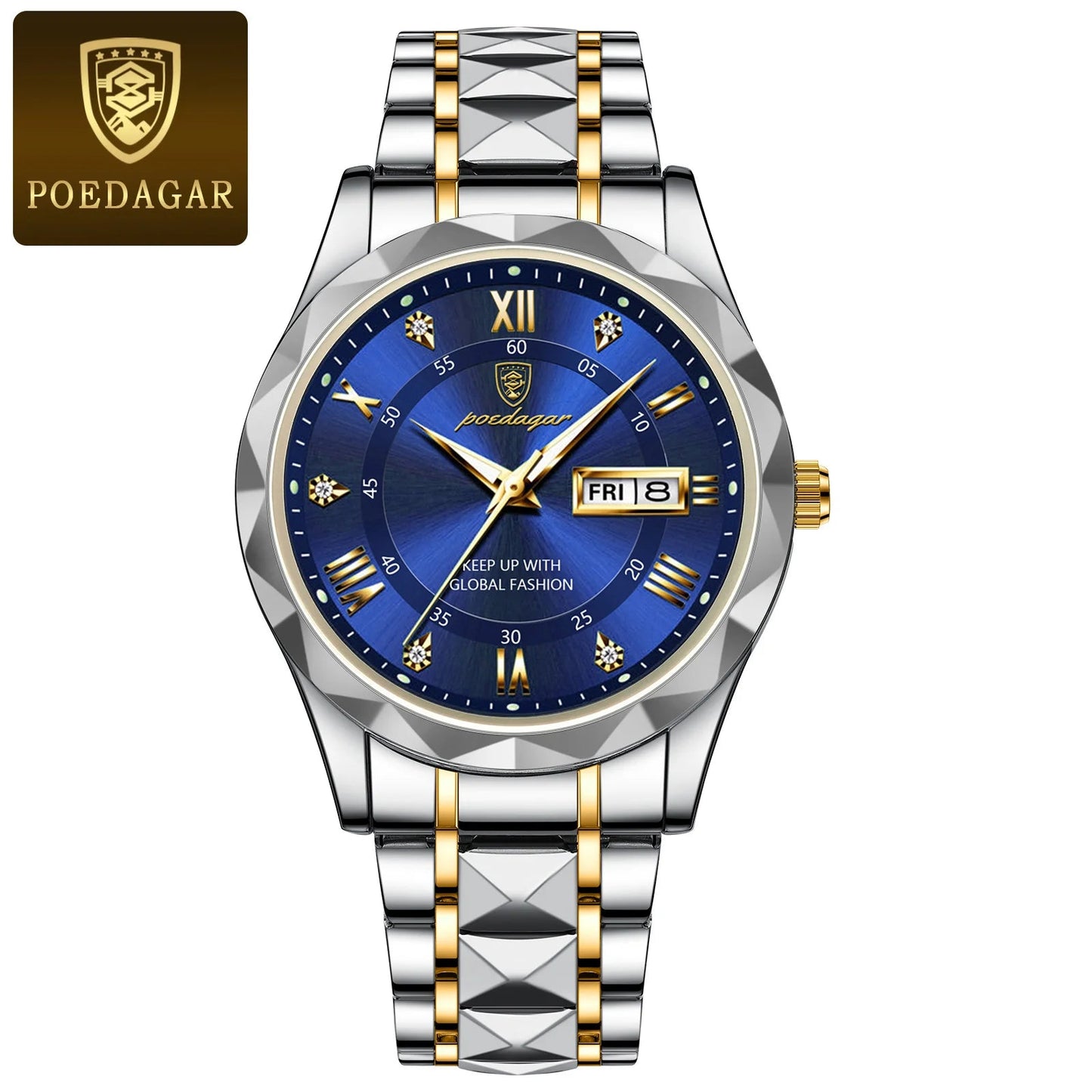 POEDAGAR Top Brand Luxury Man Wristwatch Waterproof Luminous Date Week Men Watches Stainless Steel Quartz Men's Watch Male reloj - MAGUSTA BEAUTY