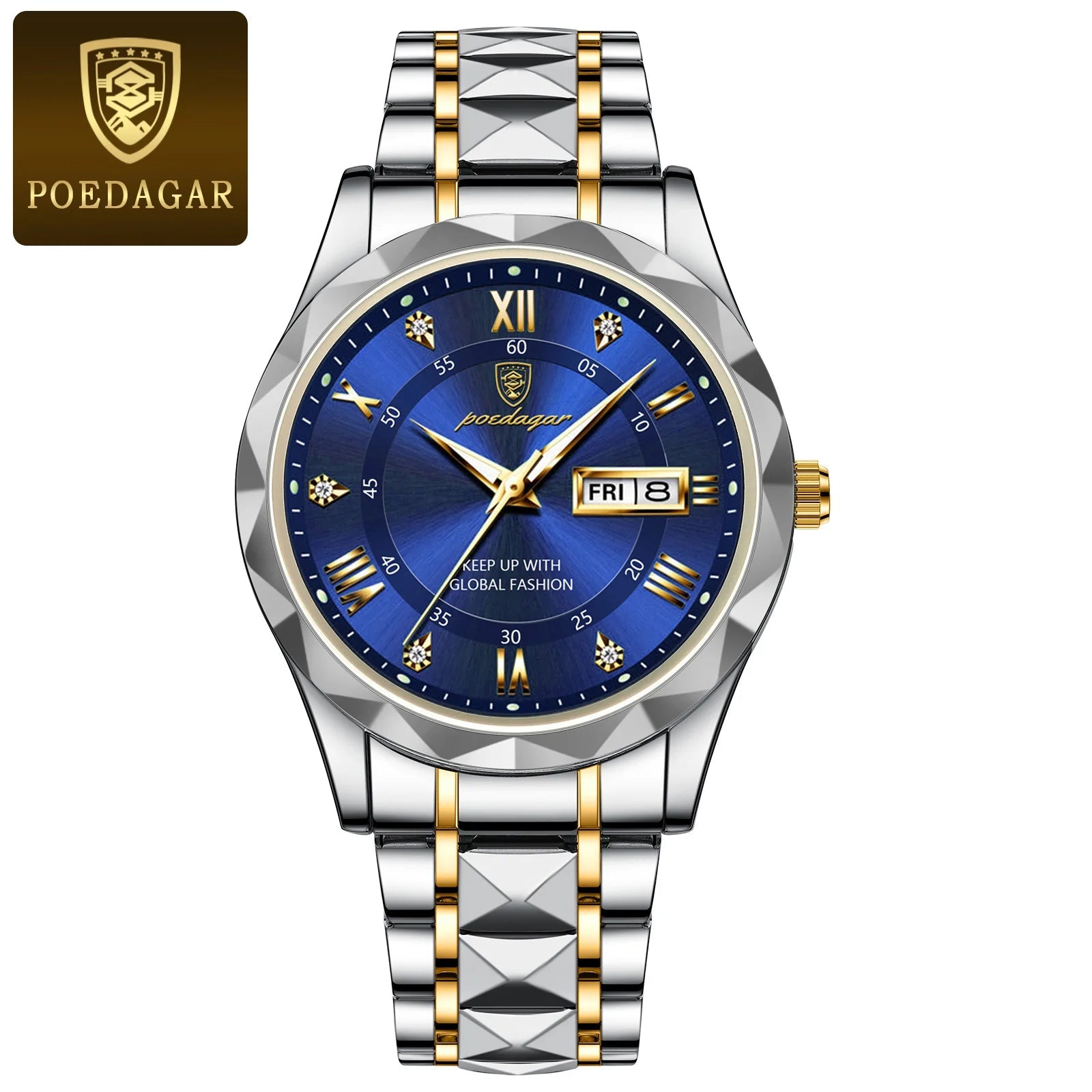 POEDAGAR Top Brand Luxury Man Wristwatch Waterproof Luminous Date Week Men Watches Stainless Steel Quartz Men's Watch Male reloj - MAGUSTA BEAUTY