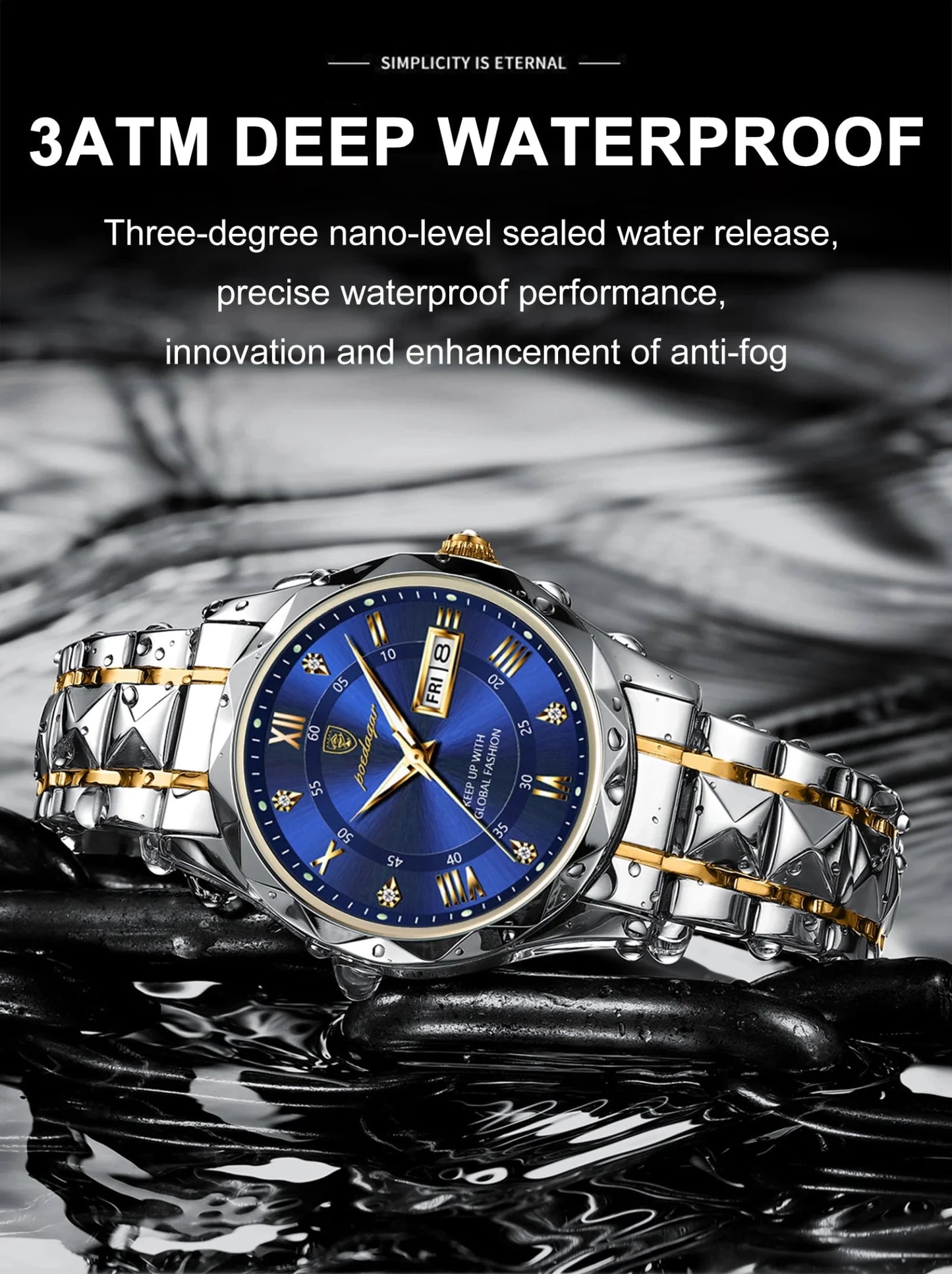 POEDAGAR Top Brand Luxury Man Wristwatch Waterproof Luminous Date Week Men Watches Stainless Steel Quartz Men's Watch Male reloj - MAGUSTA BEAUTY
