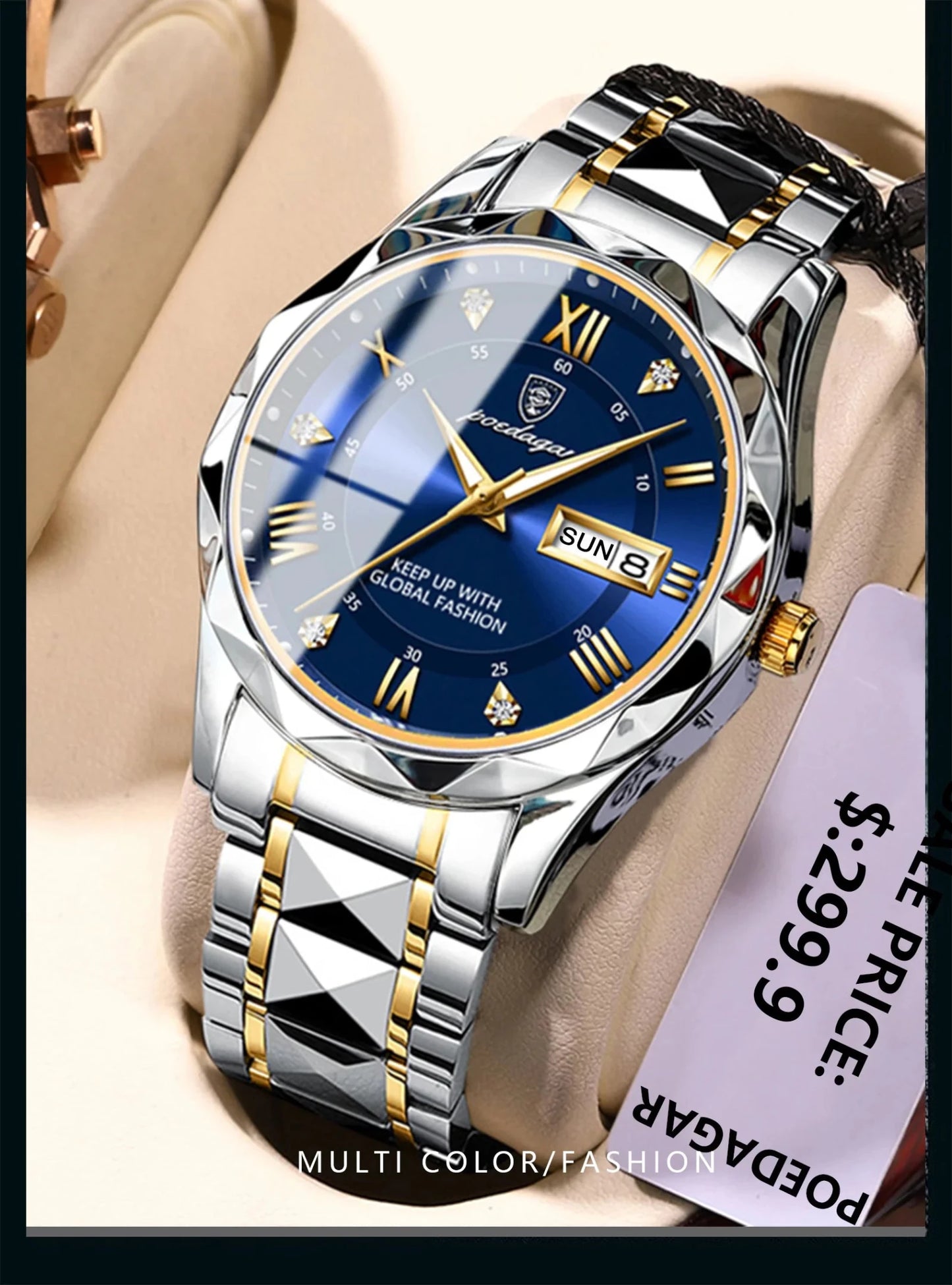 POEDAGAR Top Brand Luxury Man Wristwatch Waterproof Luminous Date Week Men Watches Stainless Steel Quartz Men's Watch Male reloj - MAGUSTA BEAUTY