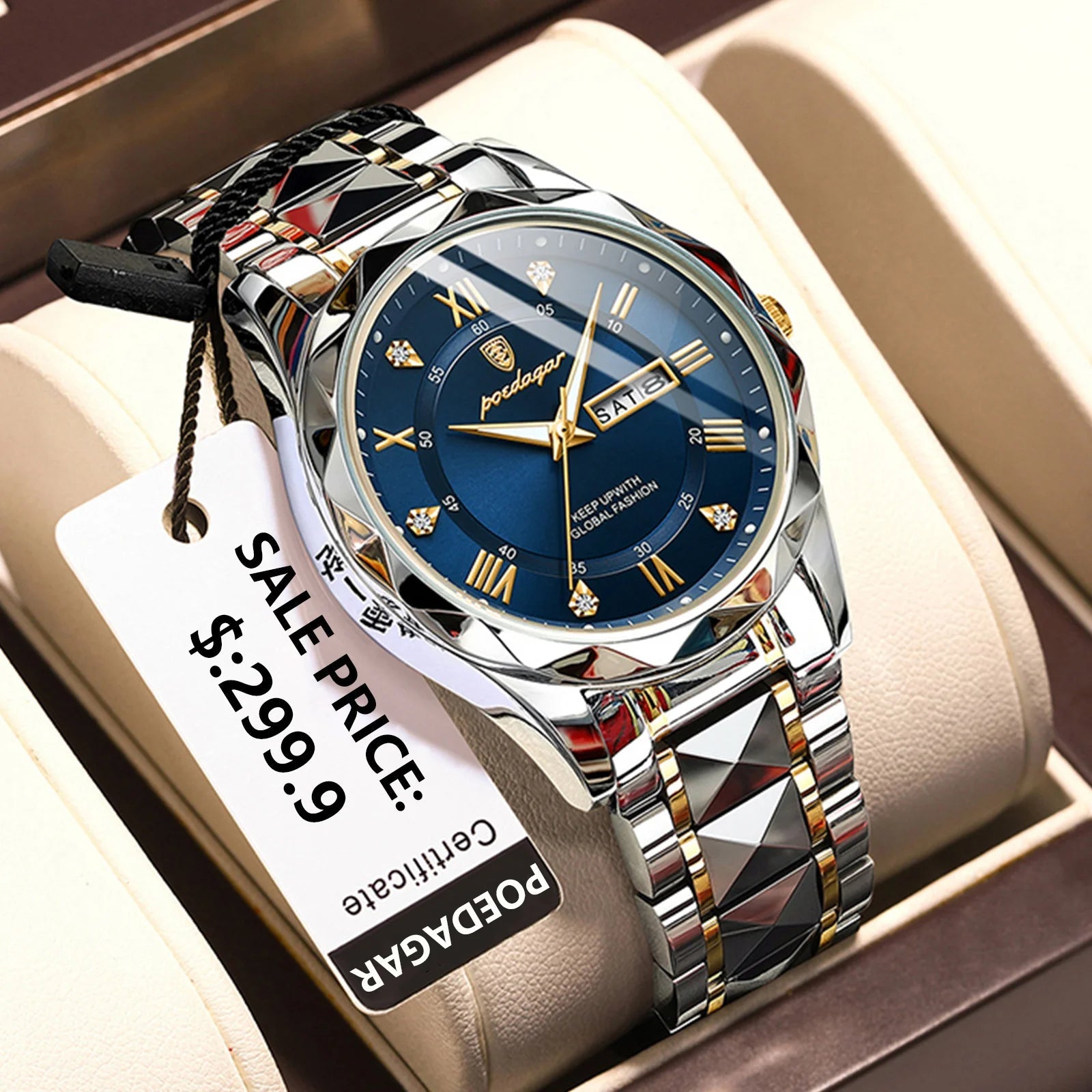 POEDAGAR Top Brand Luxury Man Wristwatch Waterproof Luminous Date Week Men Watches Stainless Steel Quartz Men's Watch Male reloj - MAGUSTA BEAUTY