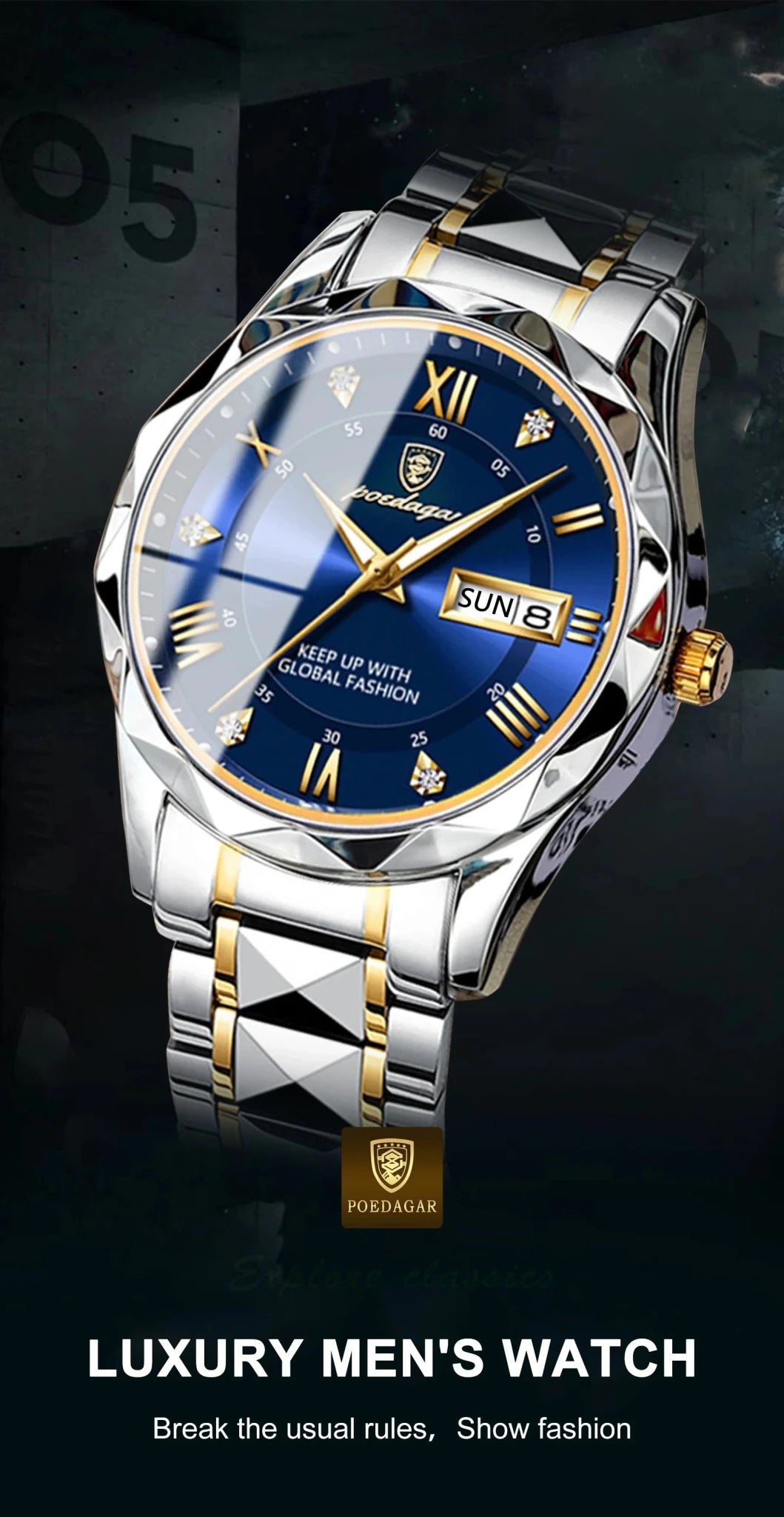 POEDAGAR Top Brand Luxury Man Wristwatch Waterproof Luminous Date Week Men Watches Stainless Steel Quartz Men's Watch Male reloj - MAGUSTA BEAUTY