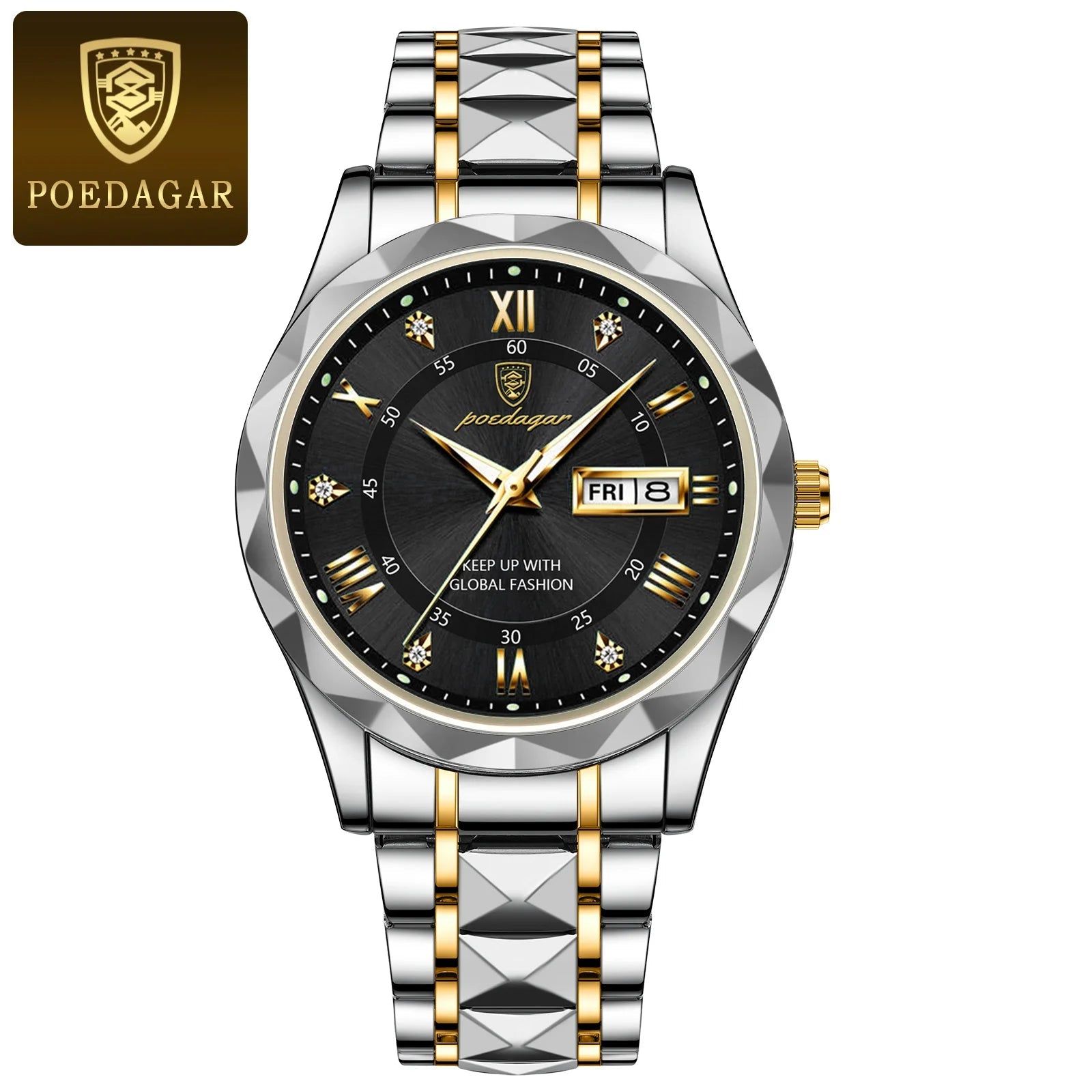 POEDAGAR Top Brand Luxury Man Wristwatch Waterproof Luminous Date Week Men Watches Stainless Steel Quartz Men's Watch Male reloj - MAGUSTA BEAUTY