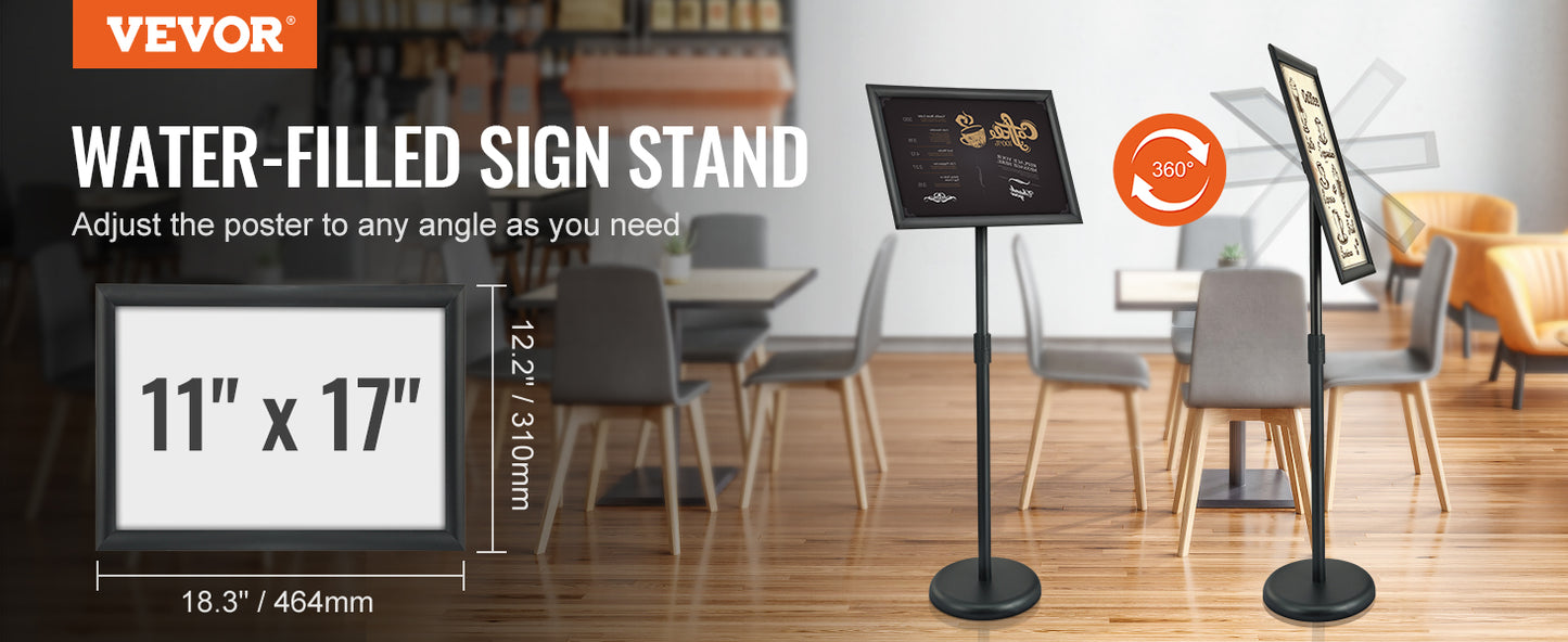 VEVOR Pedestal Sign Holder Vertical & Horizontal Adjustable Heavy-Duty Floor Poster Stand for Display Advertisement and Outdoor