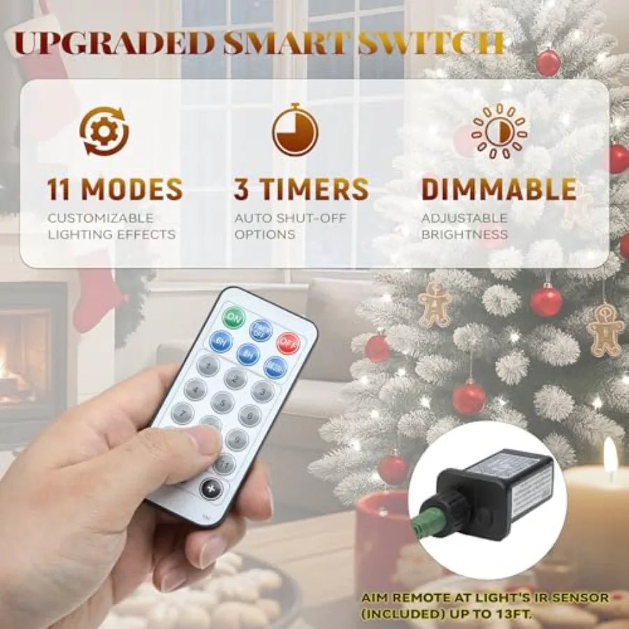 Prelit Snow Flocked Artificial Full Christmas Tree 9ft with Remote Control Christmas Pine Tree with 11 LightModes 2094 Branch T - MAGUSTA BEAUTY