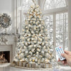 Prelit Snow Flocked Artificial Full Christmas Tree 9ft with Remote Control Christmas Pine Tree with 11 LightModes 2094 Branch T - MAGUSTA BEAUTY