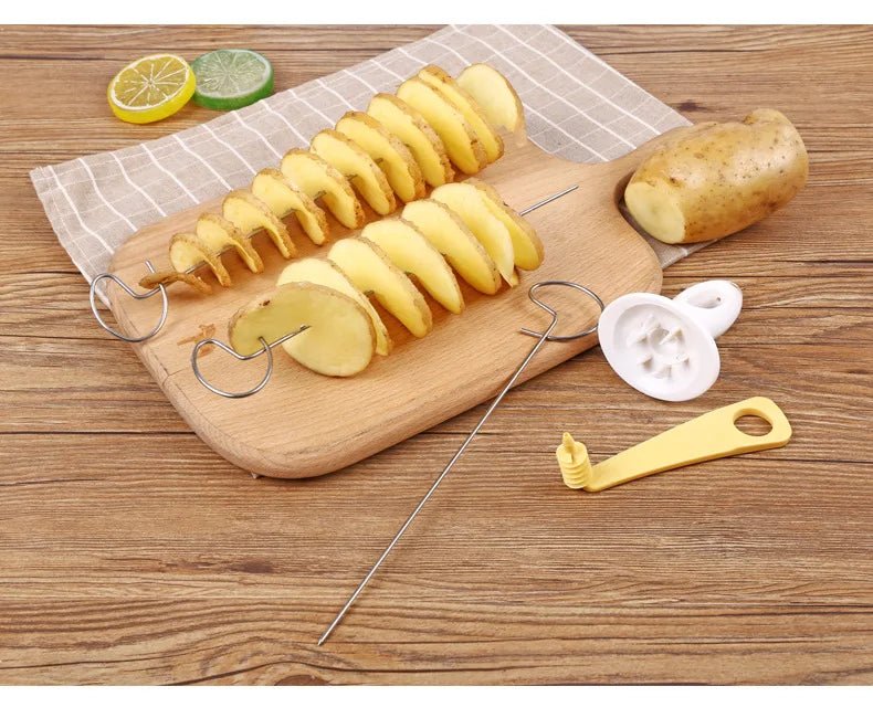 Protable Potato BBQ Skewers For Camping Chips Maker potato slicer Potato Spiral Cutter Barbecue Tools Kitchen Accessories - MAGUSTA BEAUTY
