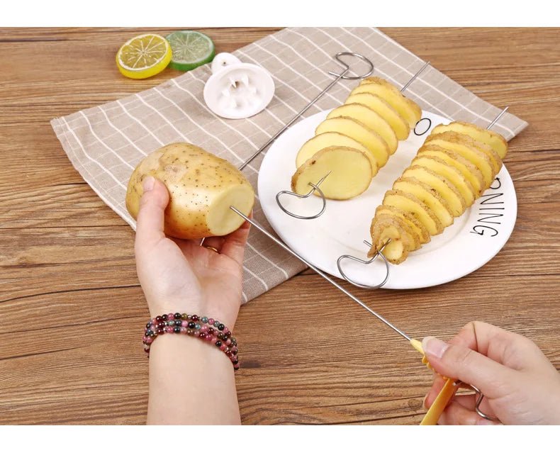 Protable Potato BBQ Skewers For Camping Chips Maker potato slicer Potato Spiral Cutter Barbecue Tools Kitchen Accessories - MAGUSTA BEAUTY