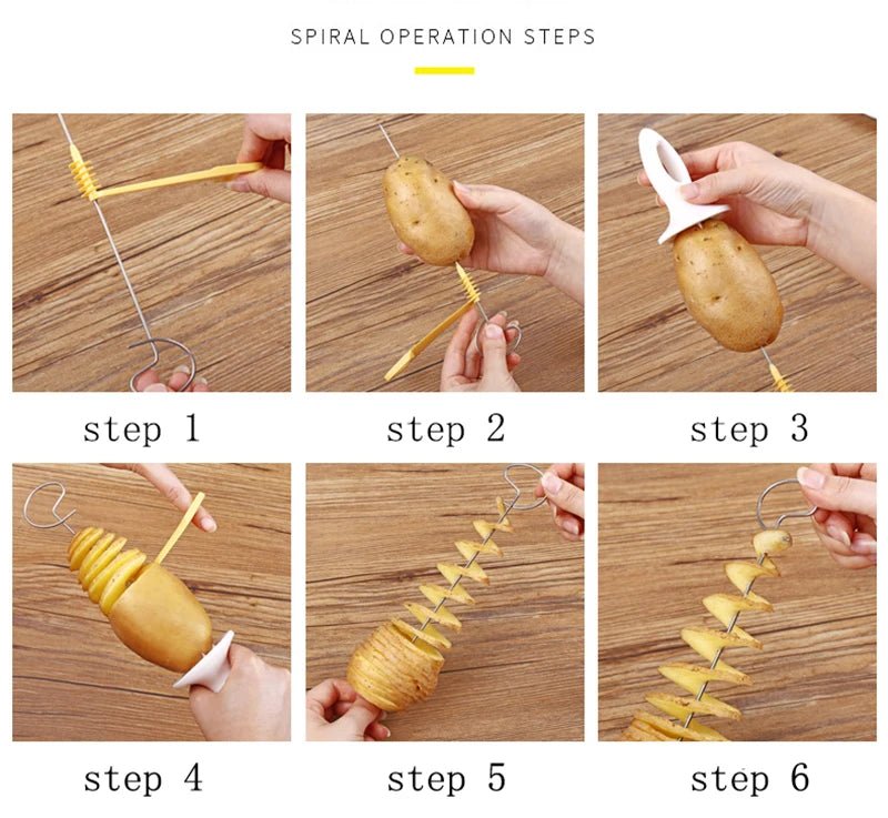 Protable Potato BBQ Skewers For Camping Chips Maker potato slicer Potato Spiral Cutter Barbecue Tools Kitchen Accessories - MAGUSTA BEAUTY