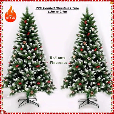 PVC Artificial Christmas Tree Spray White Pinecone Red Fruit Christmas Tree 1.2m - 2.1m Christmas Party Atmosphere Home Decoration - MAGUSTA BEAUTY