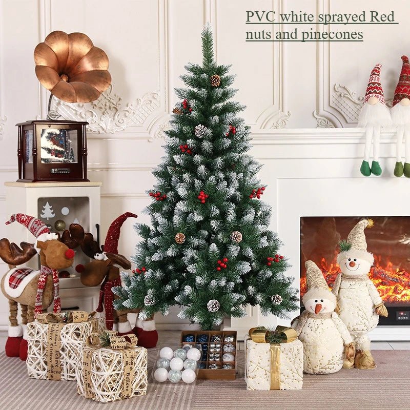 PVC Artificial Christmas Tree Spray White Pinecone Red Fruit Christmas Tree 1.2m - 2.1m Christmas Party Atmosphere Home Decoration - MAGUSTA BEAUTY