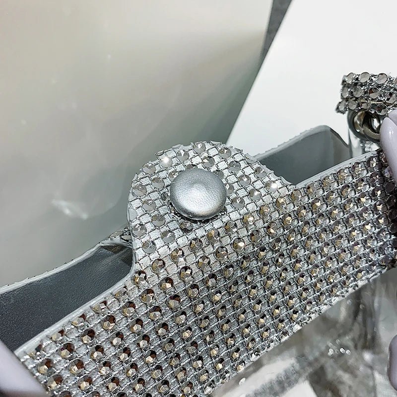 PVC Transparent Shoulder Crossbody Bag Rhinestone Thick Chain Ladies Small Purse and Handbags Fashion Jelly Summer Beach Totes - MAGUSTA BEAUTY