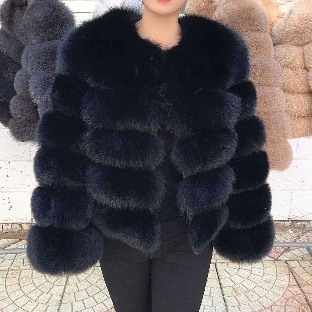 QUEENTINA Fox Fur Coat Real Winter Women'S Fashion Brown 2025 Leather And Skin Clothing Natural New In Coats & Jackets Outerwear - MAGUSTA BEAUTY